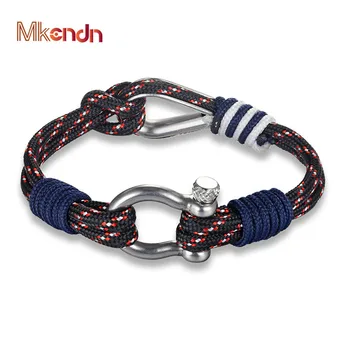 MKENDN New Fashion Sport Camping Parachute Navy Blue Cord Men Women Nautical Survival Rope Chain Bracelet Summer Style