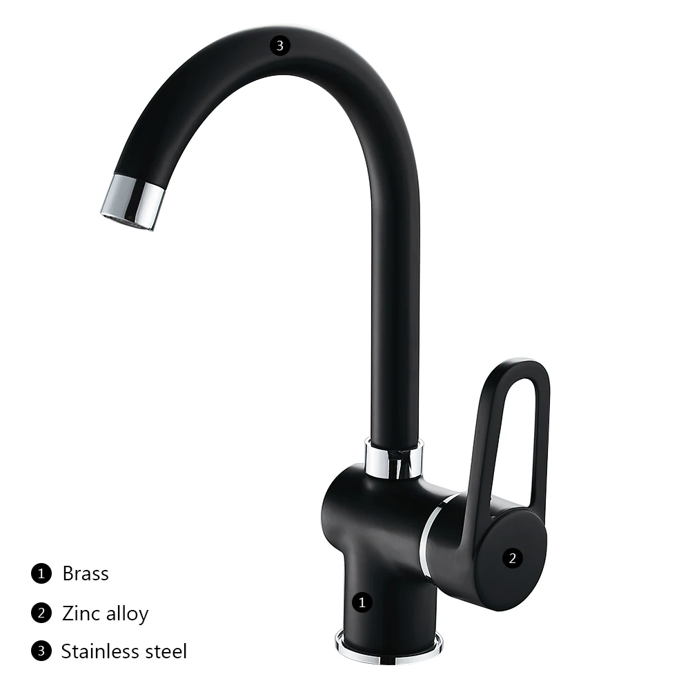 Brass Kitchen Faucet Black Brass Faucet 360 Degree Swivel Single Hot And Cold and Water Handle Sink Vintage Kitchen Mixer Tap