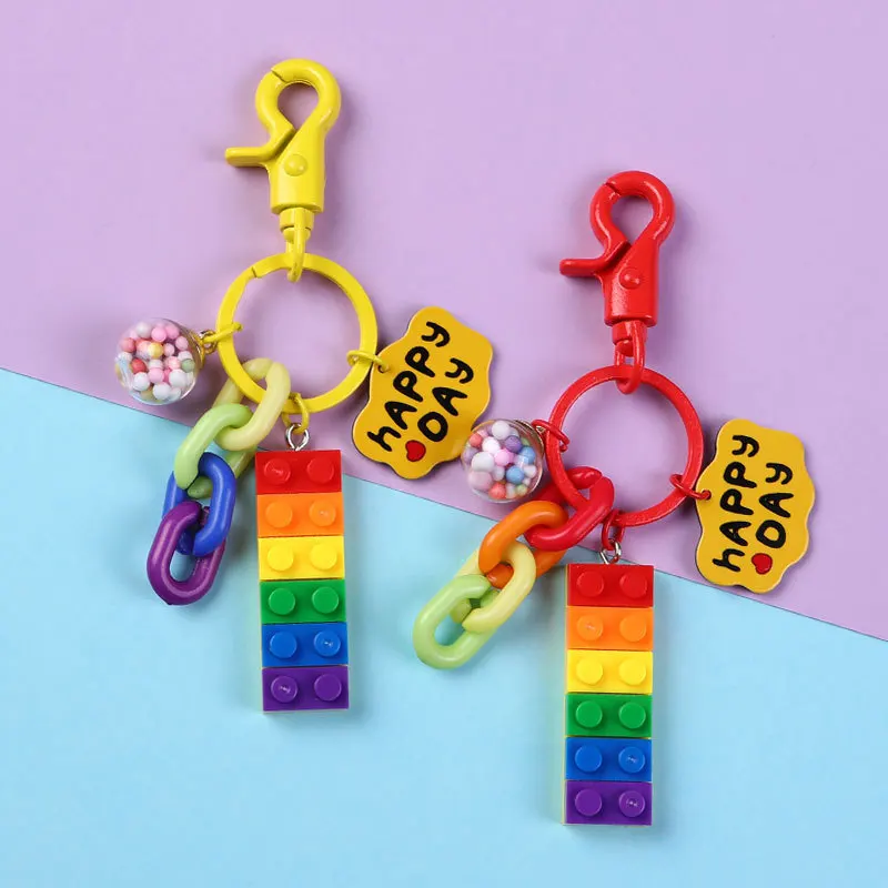 

Color Random Girls Key Ring Heart Blocks Keychain Blocks Accessories Keychain Model Kits Set DIY Toys for Kids Keychain
