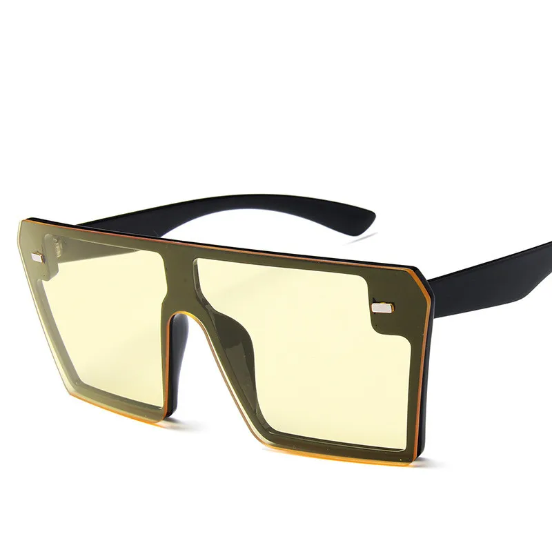 Модные квадратные женские пластиковые солнцезащитные очки, брендовые дизайнерские градиентные солнцезащитные очки для женщин, зеркальные линзы, мужские солнцезащитные очки UV400 - Цвет линз: black yellow