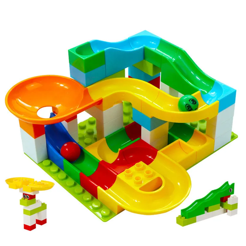 

51-52PCS Big Size Marble Race Run Building Blocks Maze Balls Slide Track Bricks Toys Compatible Legoilg Duploe