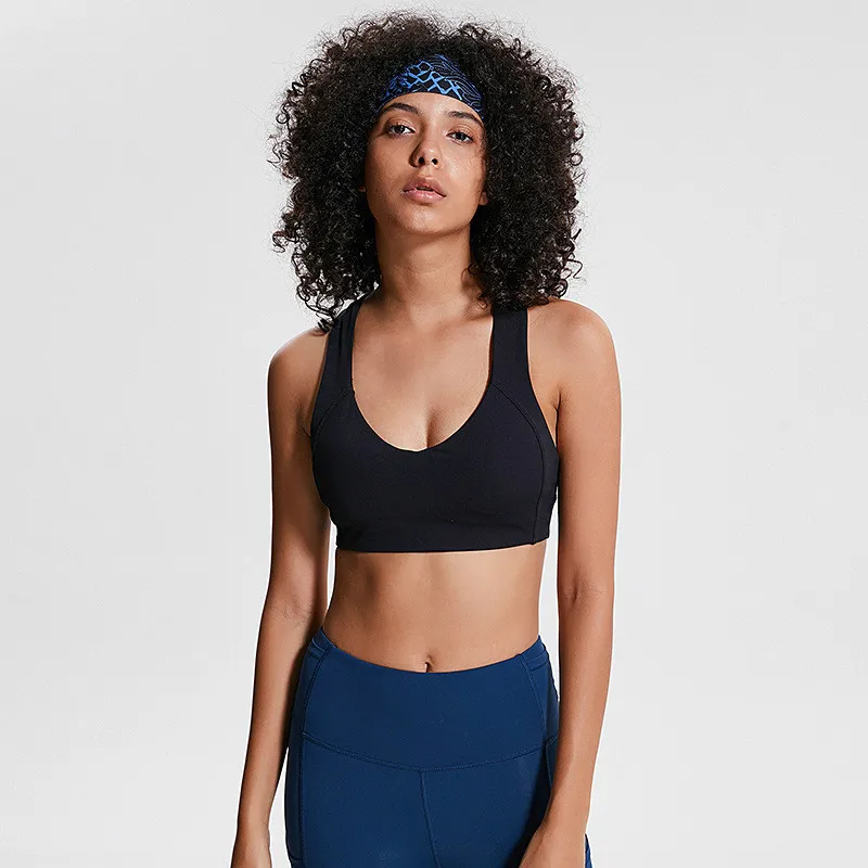 Tanie Colorvalue Push Up sport treningowy biustonosze damskie wysokie wsparcie krzyżowe sznurowania sportowe biustonosze fitness Nylon wyściełane joga siłownia biustonosze krótki top