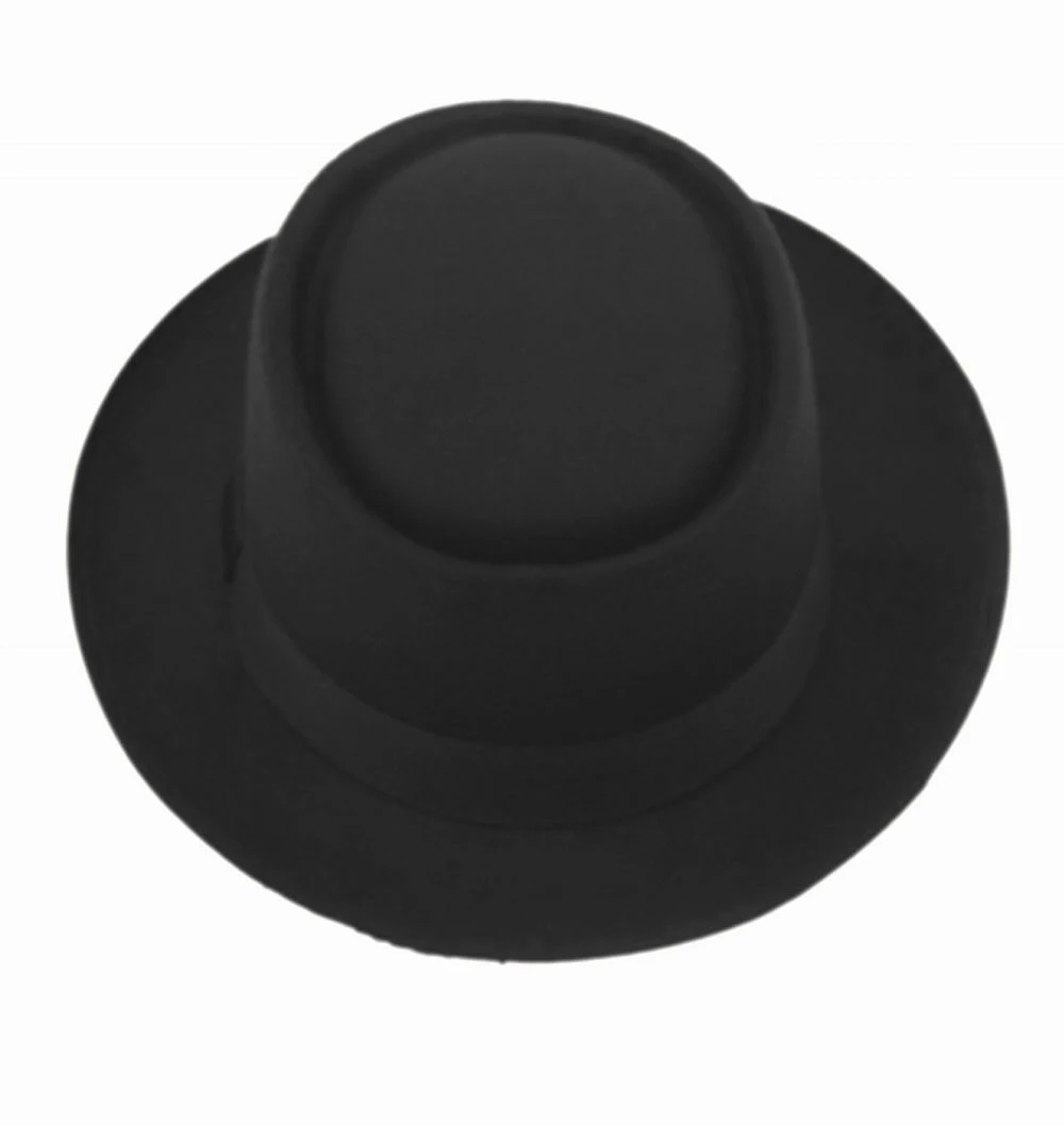 LUCKYLIANJI унисекс Ретро фетровая свиная пирог поркпи шапка овальная с короткими полями черная лента группа котелок(один размер: 58 см