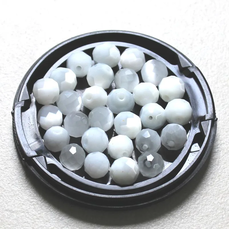 

Round shape faceted beads DIY Cat Eye Beads 100PCs White color Beads Fit DIY Bracelet Necklace 7.8mm drop shipping