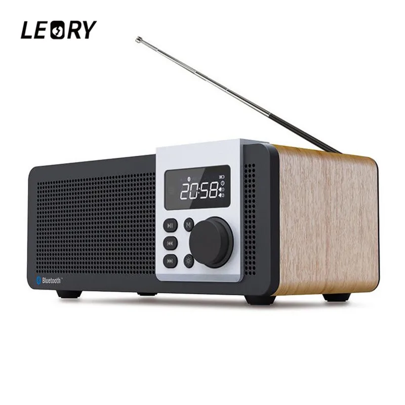 

LEORY FM Radio bluetooth Speaker Home Remote Alarm Clock Speaker 2500mah LED Digital MP3 Player with Mic 3D Surround Subwoofer