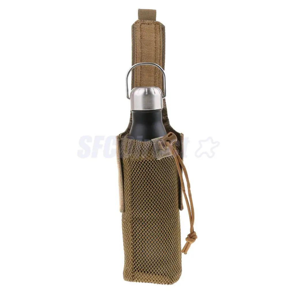 Outdoor Foldable Mesh Water Bottle Carrier Drinking Bottle Pouch Molle Bag Holder for Hunting Fishing Vest Belt