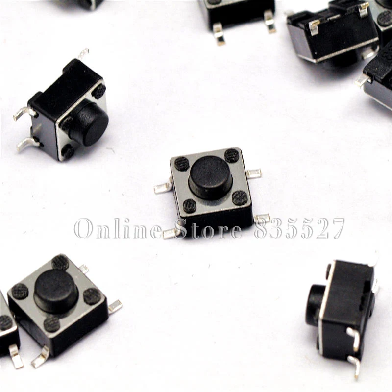 

50PCS/LOT 6 * 6 * 5 MM SMD tact switch 4-pin four feet micro button switch 6*6*5MM touch switch 6x6x5