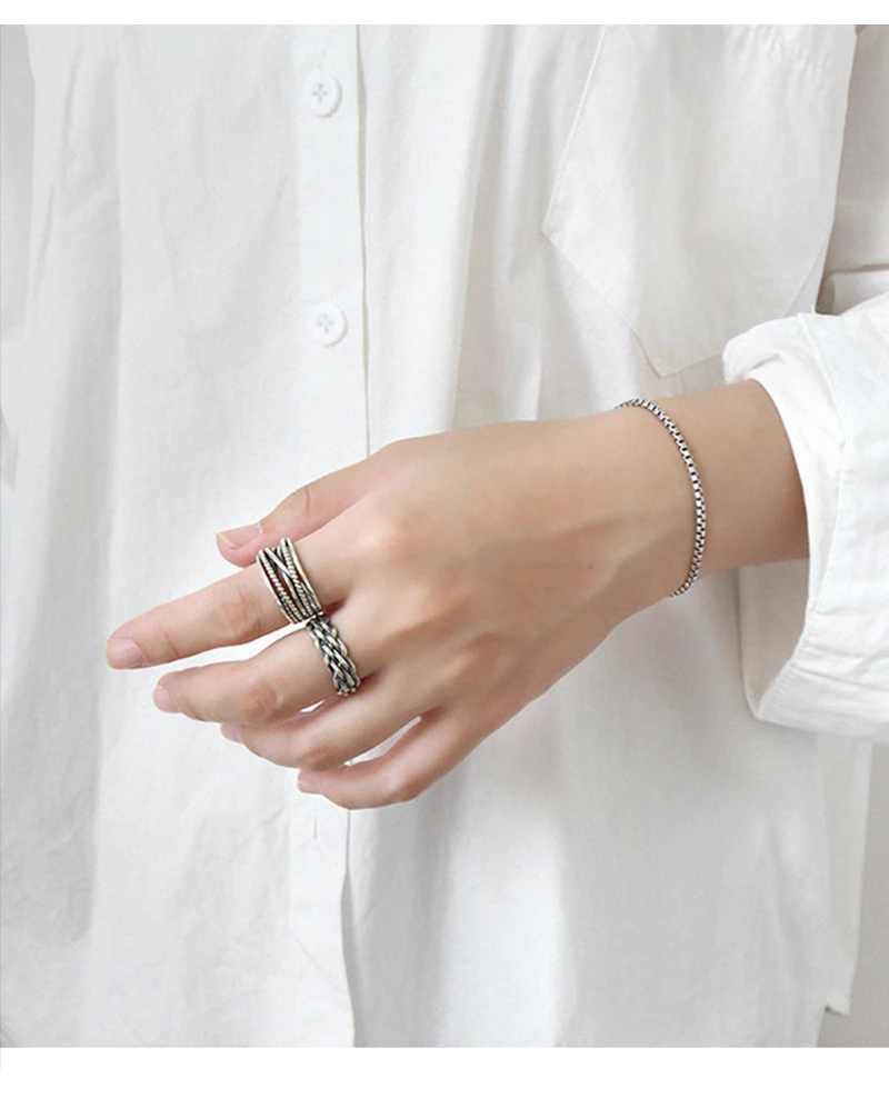 925 пробы, серебряный браслет, простой квадратный браслет, винтажный браслет, регулируемый, хорошее ювелирное изделие для женщин WDB014