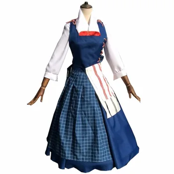

2018 Movie Beauty and The Beast Belle Cosplay Costume Halloween Party Village Maid Outfit Costume