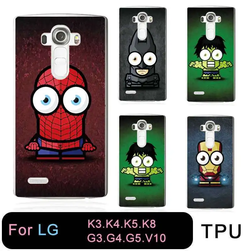 QMSWEI TPU Transparent Phone Case For LG K3 K4 K5 K8 Soft Printed Spiderman Superman Zombie Cover Free shipping G3 G4 G5 V10 |
