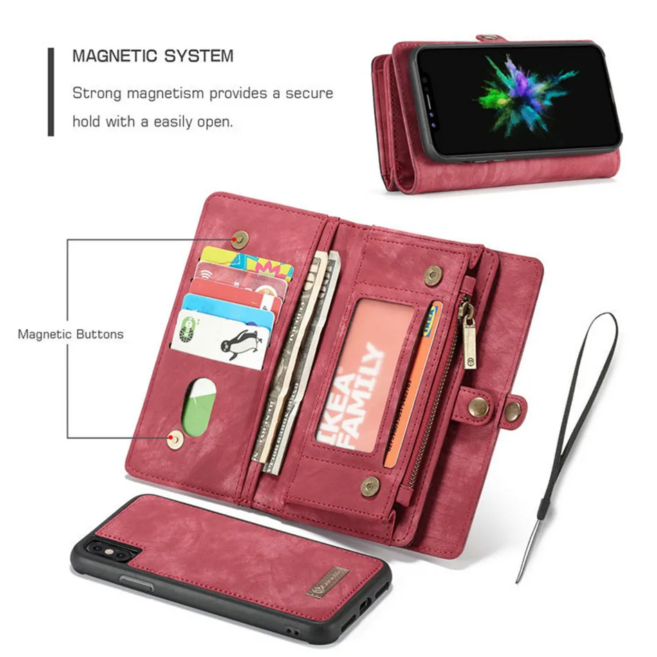

Luxury Leather Flip Case For SAMSUNG Galaxy S7 S7edge S9 Plus Removable Magnetic Wallet Phone Case Bag Cover For Note8 S10 Plus