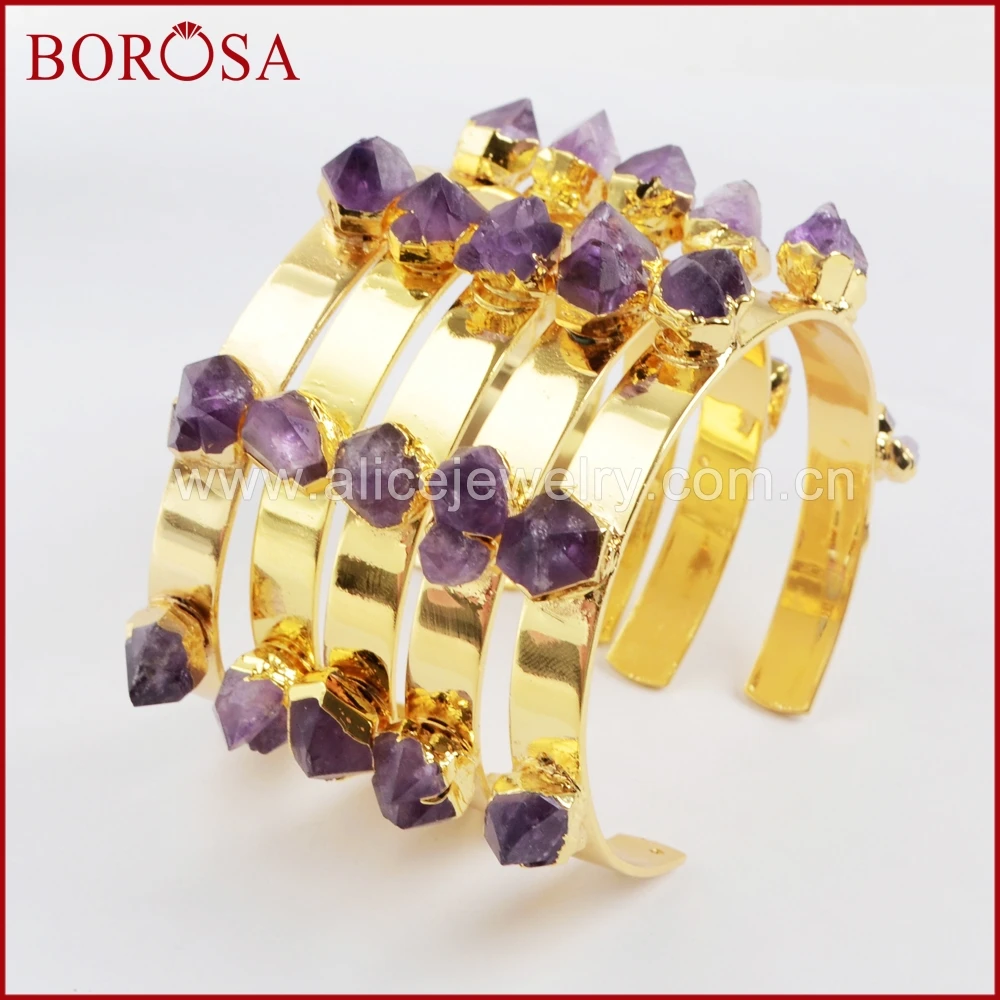 BOROSA Новая коллекция золото Цвет пять аметистами браслеты для Для женщин Дружба