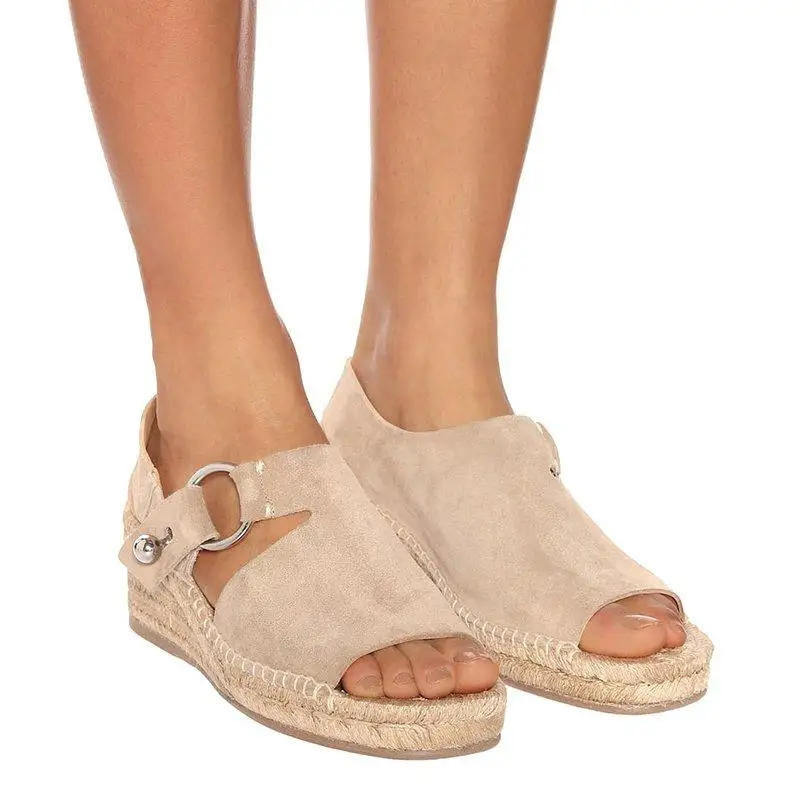 

Drop Shipping WENYUJH 2019 Summer Suede Women Fasten Espadrilles Slingback Buckle Strap Women Sandals Open Toe High Heels Shoes