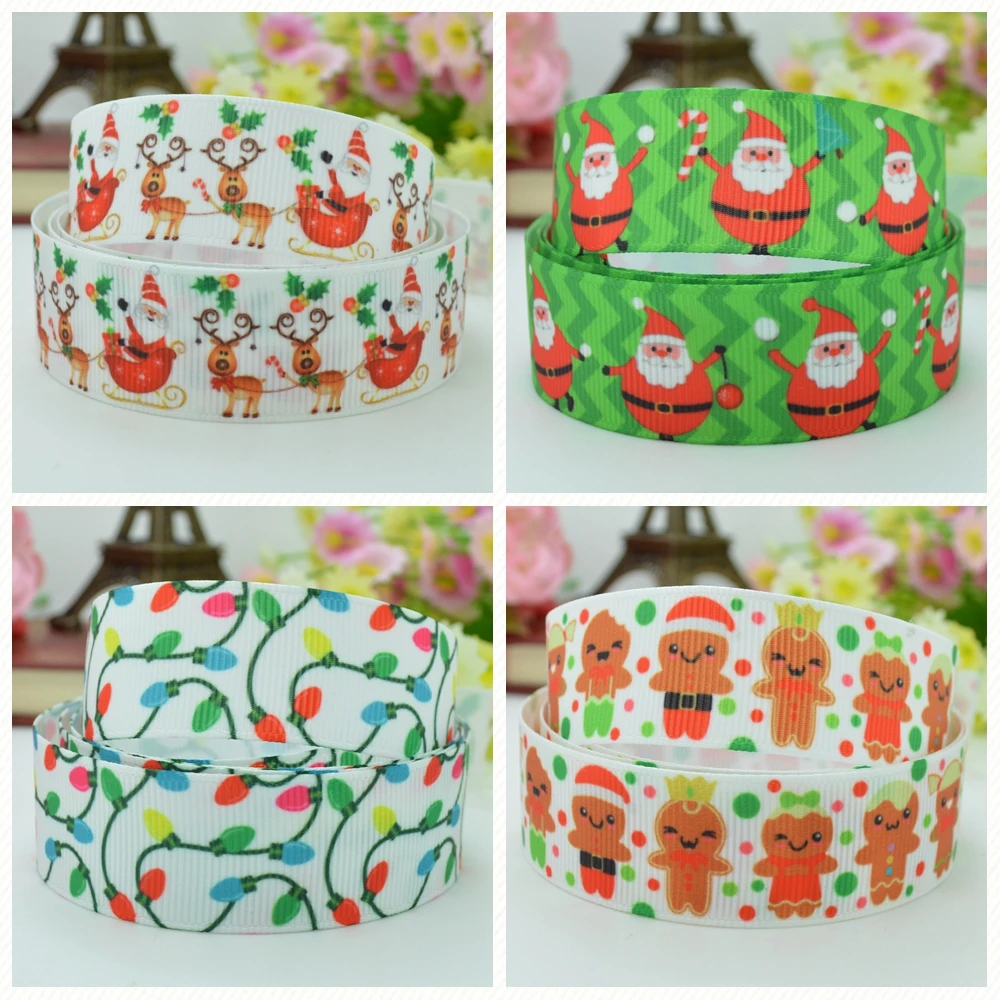DUWES 7/8 &quot22 мм 2 5 10 20 50 ярдов Отец Рождество пряник Человек Печатный grosgrain ленты