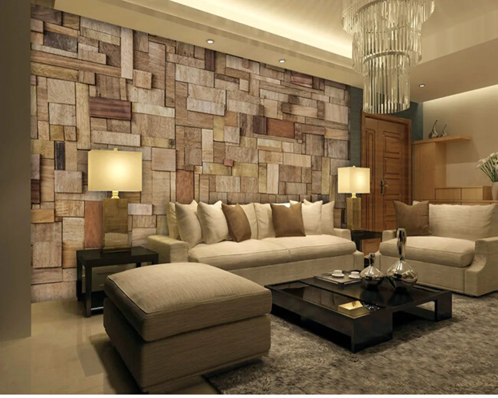 Personalizado pared de madera vieja, grano de madera mural para la sala