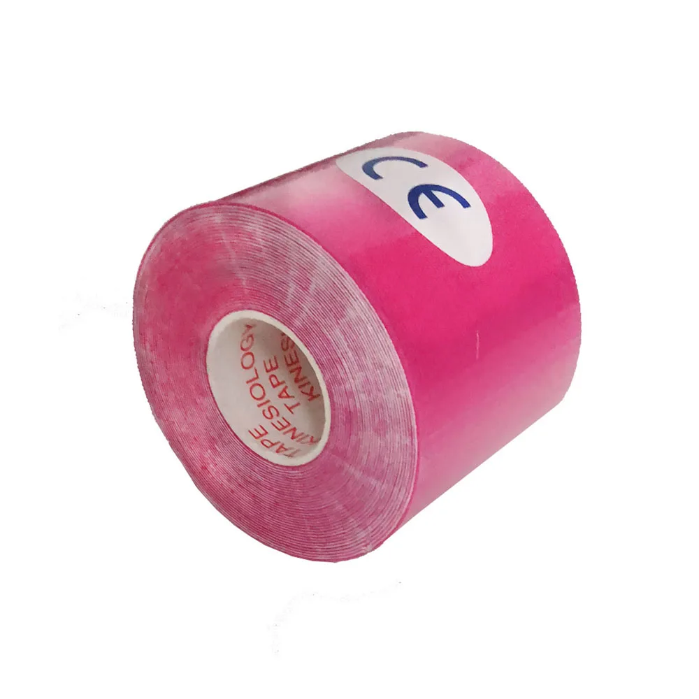 11 цветов кинезиологическая лента эластичная рулон повязка для мышц эластичный клейкий хлопковый повреждение ранение мышечная наклейка для теннис баскетбол - Цвет: Розовый