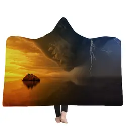 2018 3D одеяла с капюшоном с принтом одеяла живописные переносные теплые зимние домашние взрослые с Капюшоном Одеяла новое поступление
