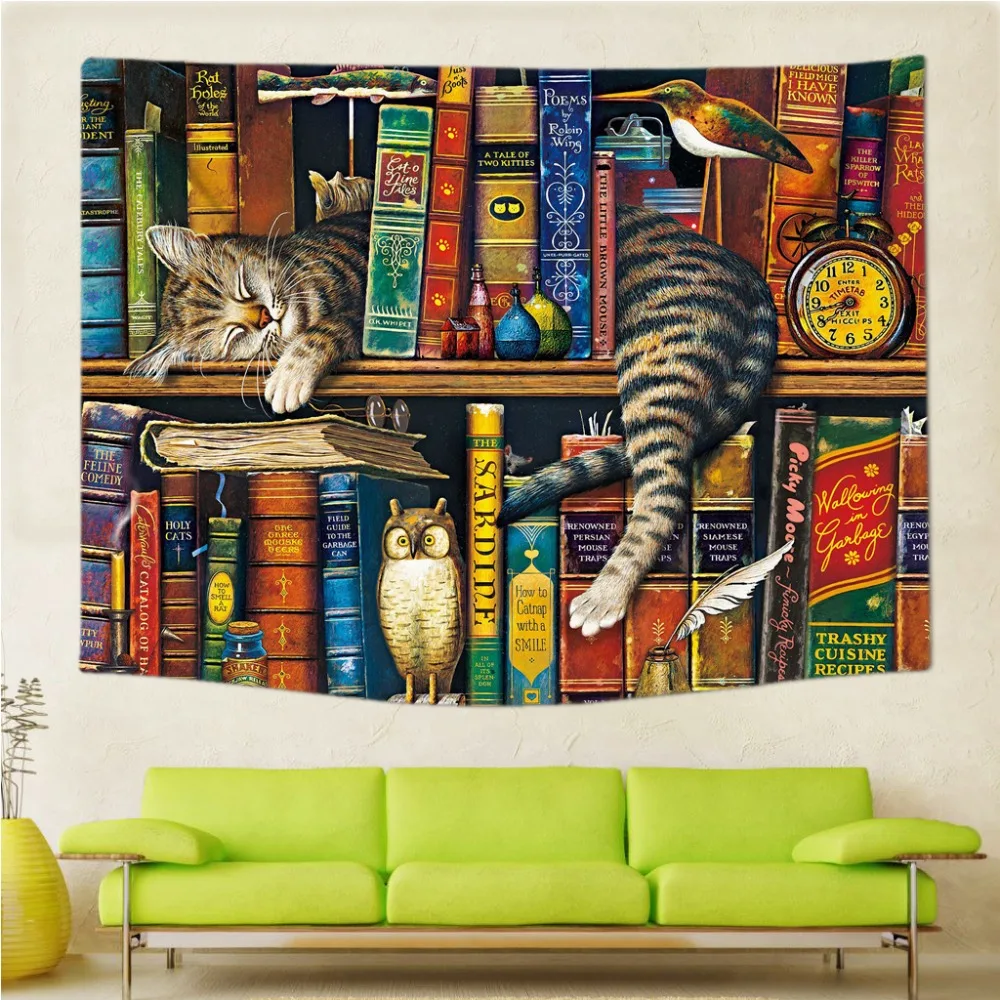 Симпатичные Красочные Pet Cat гобелен настенный 200x150 см Декор милые животные шторы из полиэстера плюс длинный стол Крышка