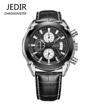 Мужские Часы Топ Luxury Brand JEDIR Мода Авто Дата Часы Geniune Кожаный Ремешок Мужской Часы, Мужские Часы Хронограф