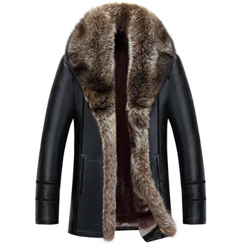 

2019 Winter New Thick Coat Men Long Mens Outwear Parka Jacket Man Leather