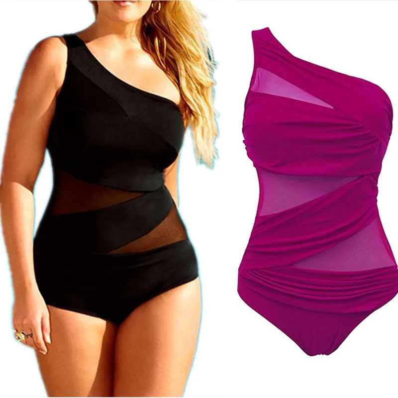 

Large Size Swimsuit One Piece Bathing Suit Plus size Bikini Push Up Women Swimwear M-5XL Blue Black White Monokini