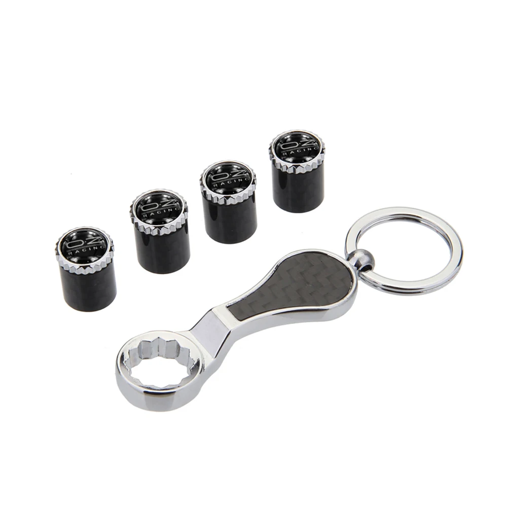 

Automobile Accessories Carbon Fiber Wrench Keychain 4pcs Wheel Tire Stem Valve Caps Tyre Car Styling Valves Caps For OZ Racing