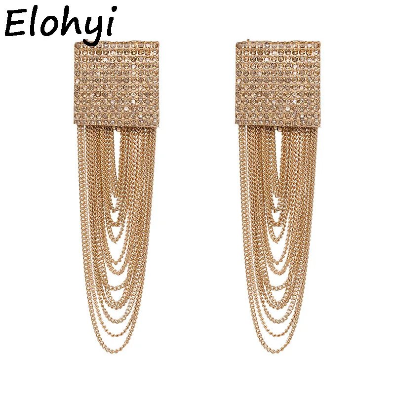 ELOHYI New Vintage Big Drop Earrings Long Metal Chain Tassel For Women Sparkly Gift Hot Sale Wholesale | Украшения и аксессуары