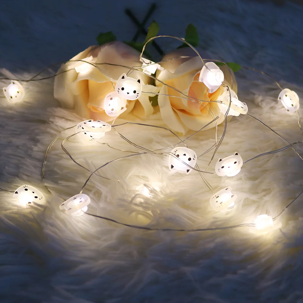 2,2 м медный провод струнные огни Кот единорог; Фламинго Кролик Слон какусы ананас праздничное освещение для комнаты вечерние декоративные
