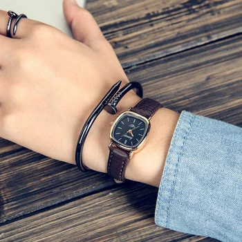 

Women Watches Female Small Dial Fashion Casual Quartz Watches for Ladies Leather Band Brown Black Retro Wristwatch Vintage Colck