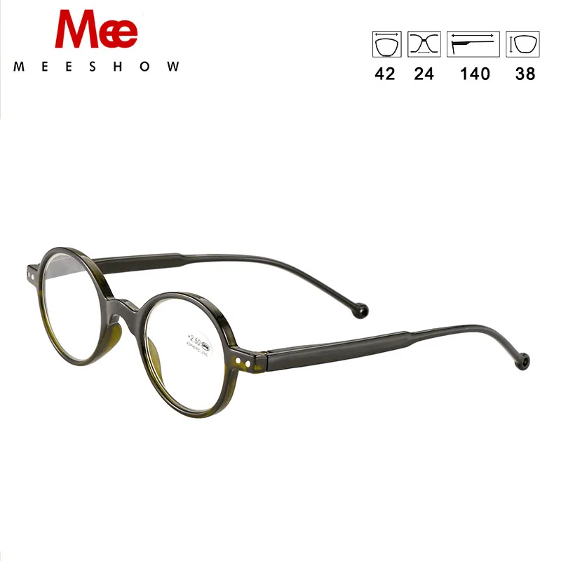 Meeshow, очки для чтения, оправа, очки, Круглый Стиль, женские очки, женские, мужские+ 1,0-+ 4,0, круглые очки для чтения, 1673 - Цвет оправы: green