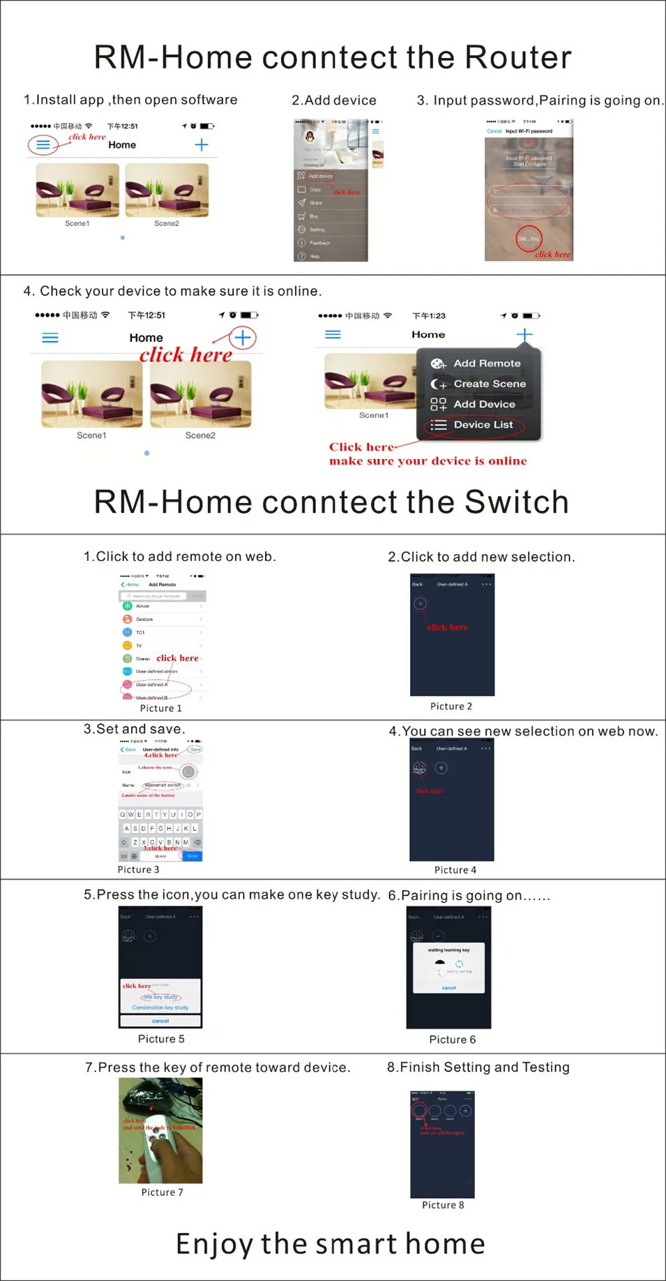 EU Type Dimmer Switch, Touch Panel Wireless RF433 Remote Lamp,Wall Light Dimmer Switch Work with Broadlink Rm Pro, White Black-7