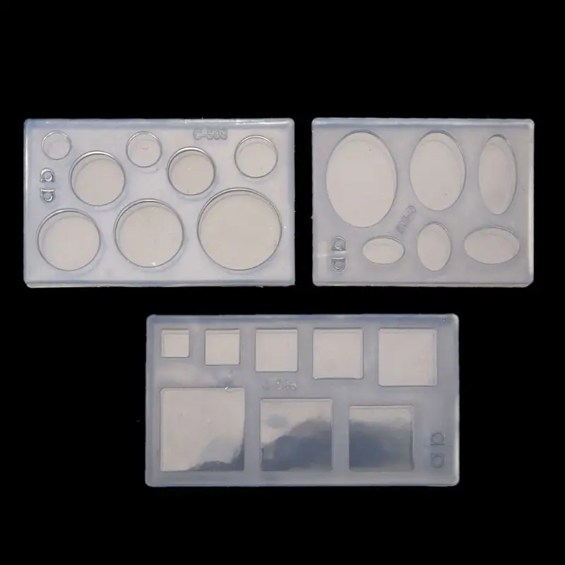 

UV Resin Geometric Molds Hollow Quicksand Mold with Square Round Ellipse Mold DIY Accessory W77