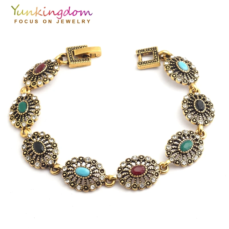 Yunkingdom уникальный стиль красочные ювелирные изделия золото цвет винтажные