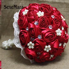 2018NEW горячий Кристальный Свадебный букет красная брошь свадебные аксессуары, букеты невесты Искусственные Свадебные цветы Свадебные букеты
