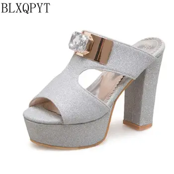 

BLXQPYT New Big size 34-50 women Summer Slippers Style Sandals Fashion Sexy Super High Heels Party Wedding Shoes Woman 3358