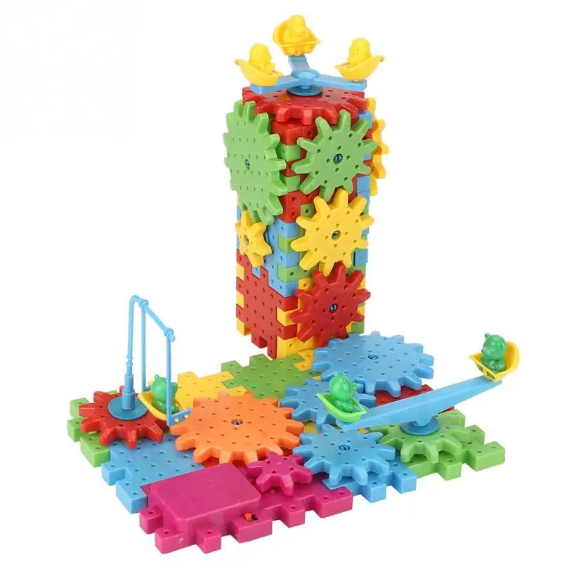 

81pcs DIY Electric Colorful Blocks Bricks Mechanical Gears Building Blocks Educational Toy Assembling Classic Toys for Children
