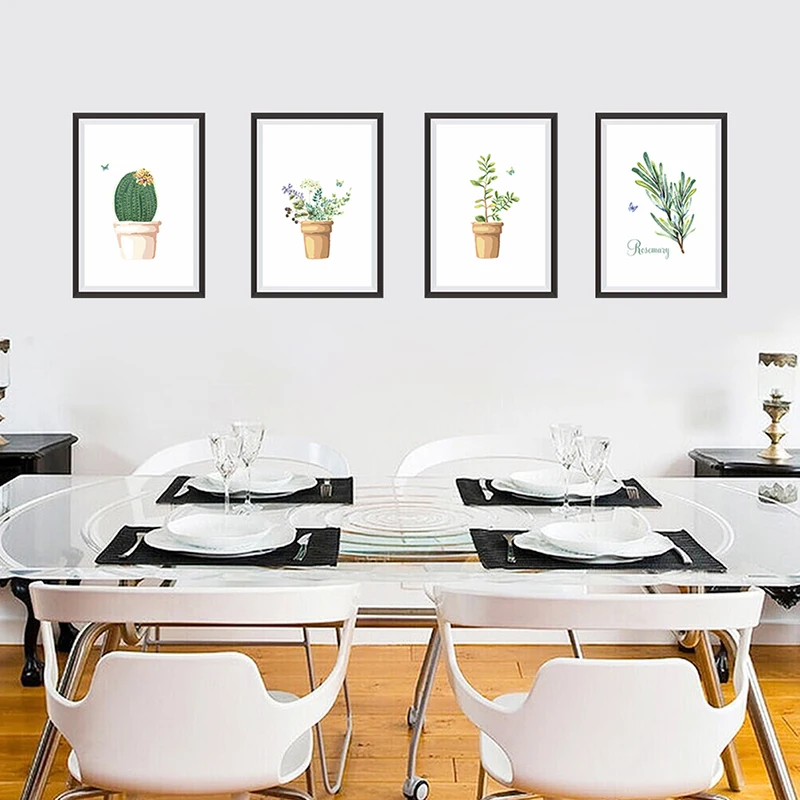 

Cactus Plant Butterfly Photo Frame Wall Stickers For Dinner Room Home Decoration Accessories Bedroom DIY PVC Mural Art Wallpaper