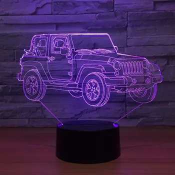 

New 3d Lamp Jeep 7 Color Led Night Lamps For Kids Touch Led Usb Table Lampara Lampe Baby Sleeping Nightlight Kids Lamp