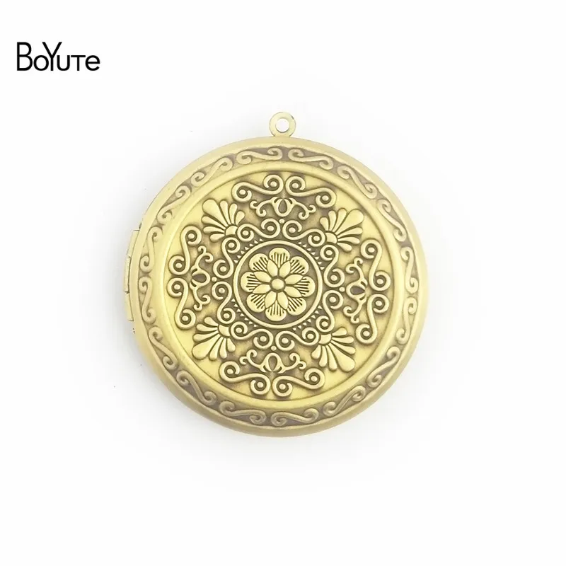 

BoYuTe 5Pcs 40MM Round Metal Copper Floating Locket Pendant Photo Memory Locket