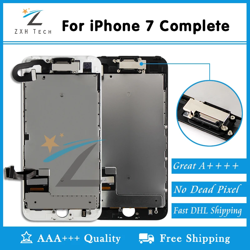 

5PCS/LOT Grade AAA for iPhone 7 LCD Display Complete Screen Replacement Full Assembly with Small Parts Front Camera+Sensor Flex