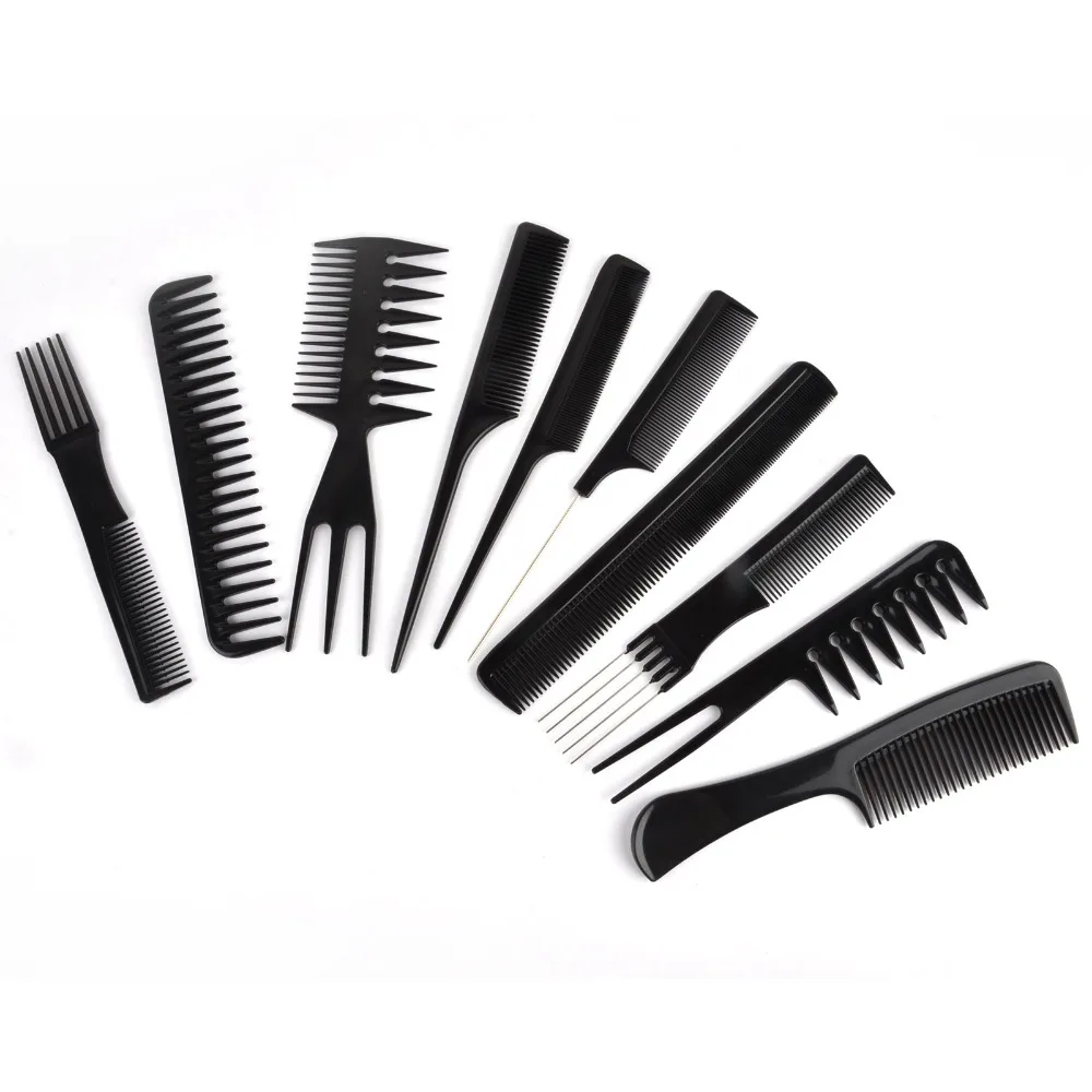 

Mayitr 10pcs Professional Salon Hair Combs Black Anti-static Heat-Resistant Hair Styling Comb Set For Salon Styling Tools
