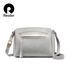 Realer повседневная женская сумка через плечо из сплит кожи,маленькая сумочка на плечо со много карманов,дамские сумки мешок высокого качества,дамские сумки мешок