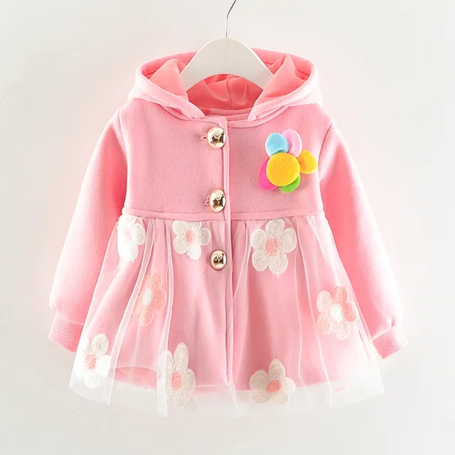 BibiCola/Новое весеннее пальто для девочек; сезон осень; модная кружевная верхняя одежда из хлопка для новорожденных девочек; одежда для маленьких девочек; топы - Цвет: pink