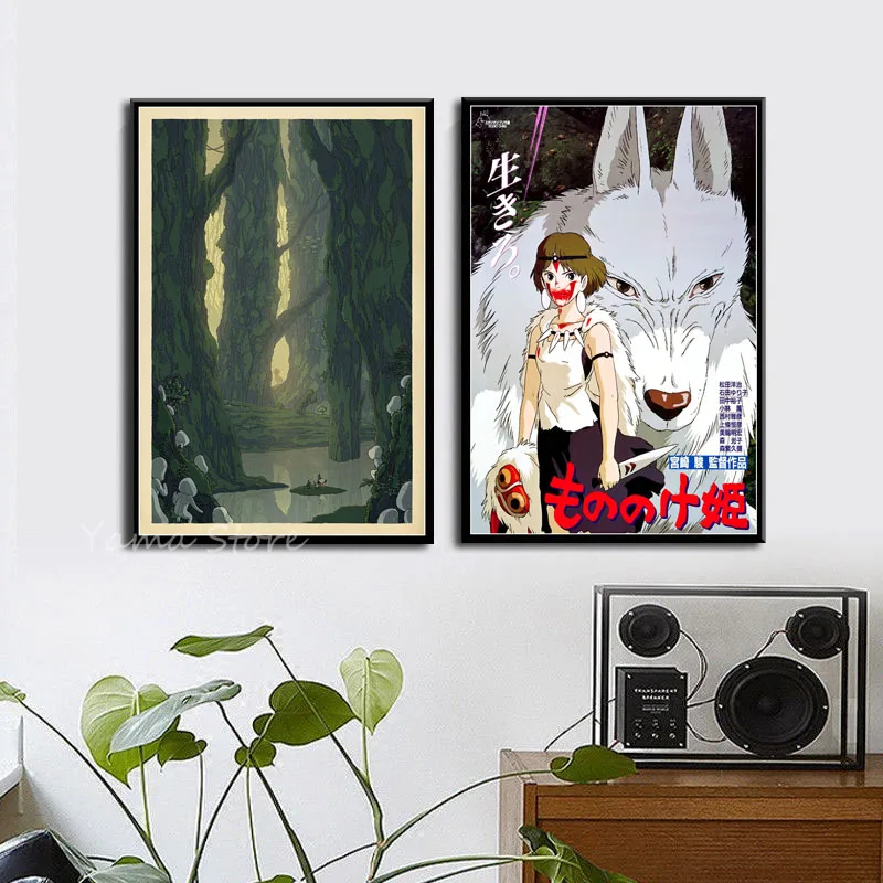 

S1642 Princess Mononoke Ghibli Cartoon Japan Anime Wolf Wall Art Painting Print On Silk Canvas Poster Home Decoration