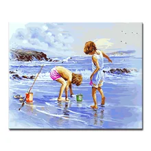 Рамка Свадебное Украшение настенное искусство популярная картина морской пляж ребенок Сделай Сам Картина маслом по номерам наборы для рисования акриловыми красками на холсте Рисунок