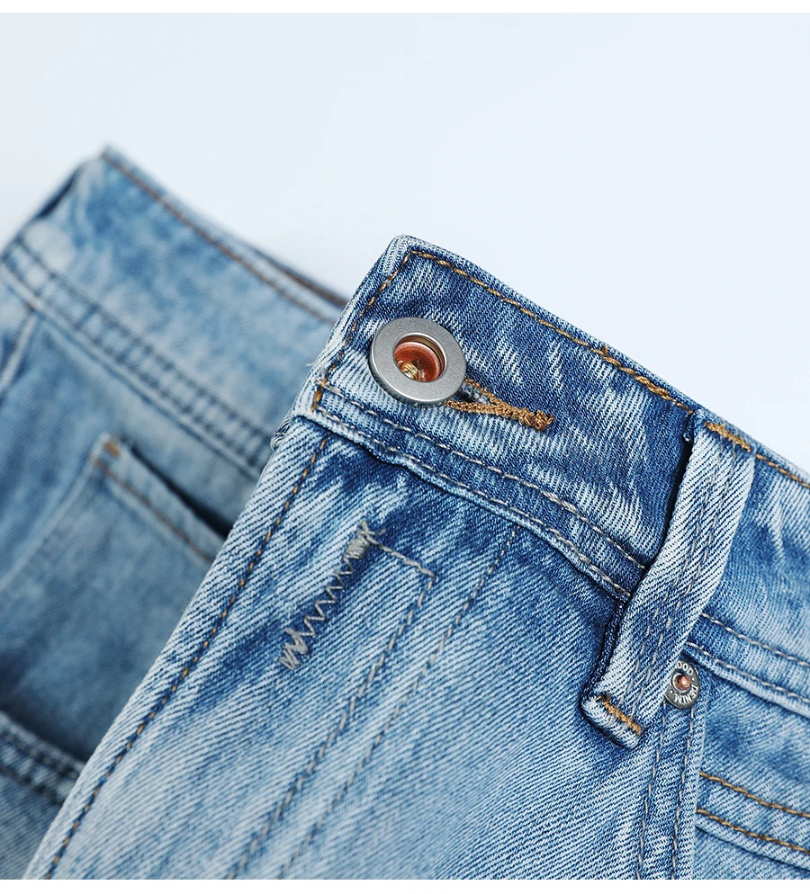 Мужские рваные джинсы SIMWOOD, джинсовые штаны длиной до щиколотки, брюки из голубого денима,, штаны батальных размеров, 190348