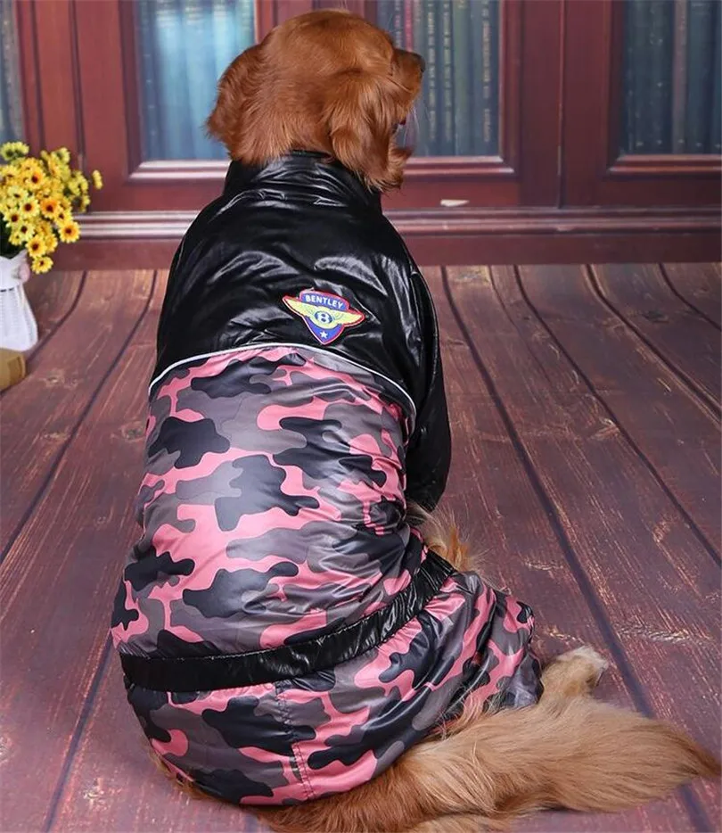 PU sleeve stitching Big dog coat warm Thick Camouflage dog clothes for large dogs dog jumpsuit windbreaker parka para perro