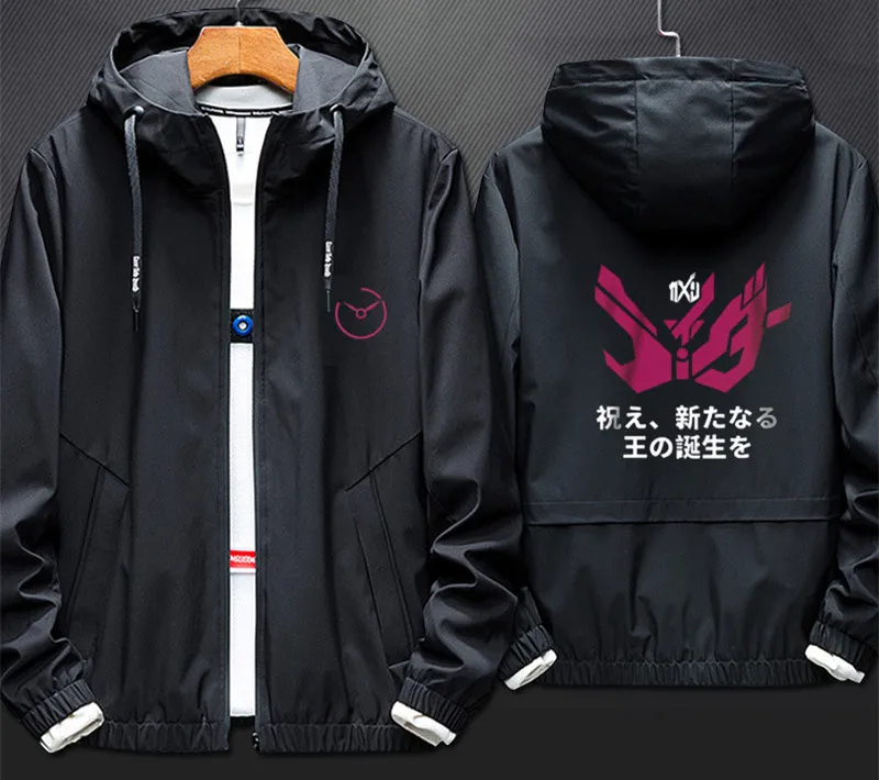 Kamen Rider Zi-о печатных косплей костюм черный куртка с капюшоном