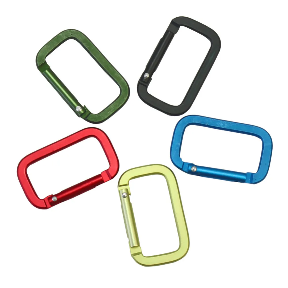 

Hot 5Pcs Random Colored Rectangle Shape Carabiner Alloy Climbing Buckle Key Chain Gift Practical Key Ring Safe Key Chain
