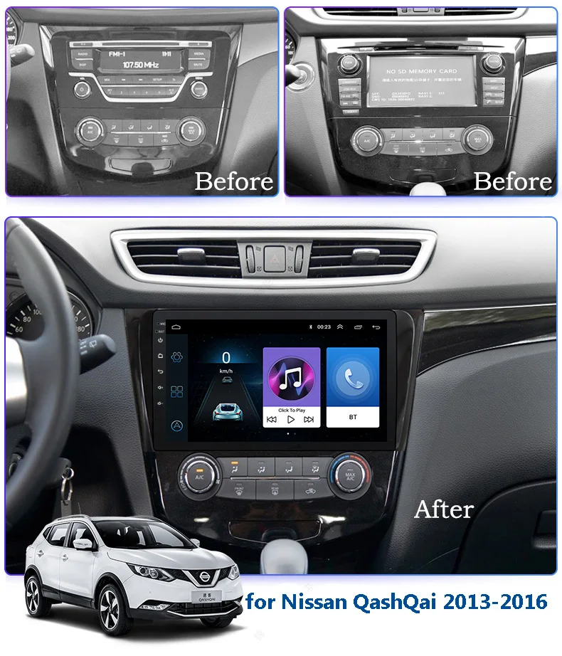 Clearance 10.1 inch 2.5D IPS Tempered HD multi-touch screen Android 8.1 NAVI for Nissan QashQai 2013-2016 with Bluetooth USB WIFI support 1